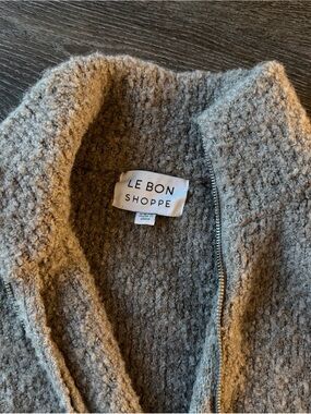 Le Bon Shoppe Taupe Bouclé Half-Zip Turtleneck Sweater